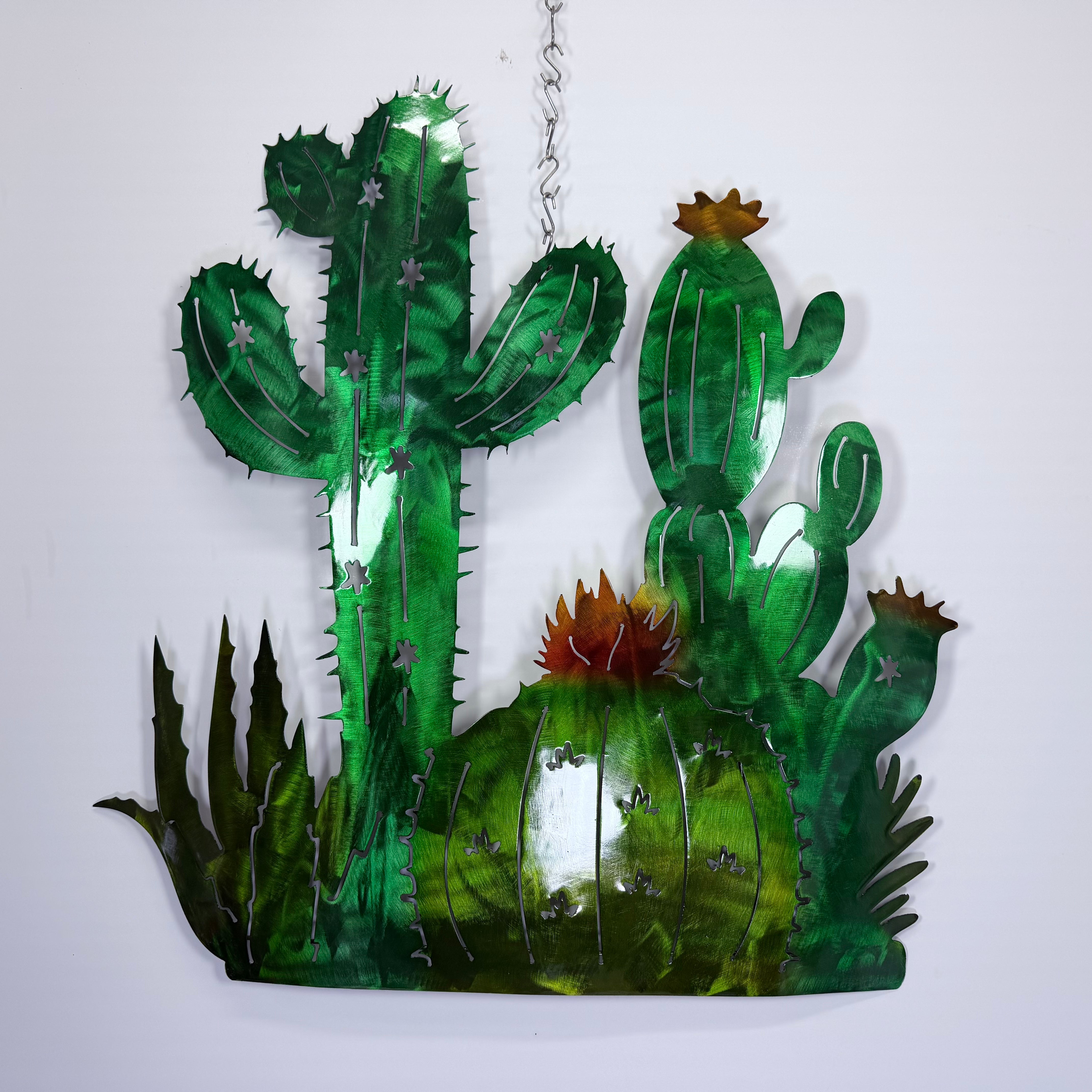 Metal Cactus Garden Wall Art - Premium Southwest Desert Decor ...