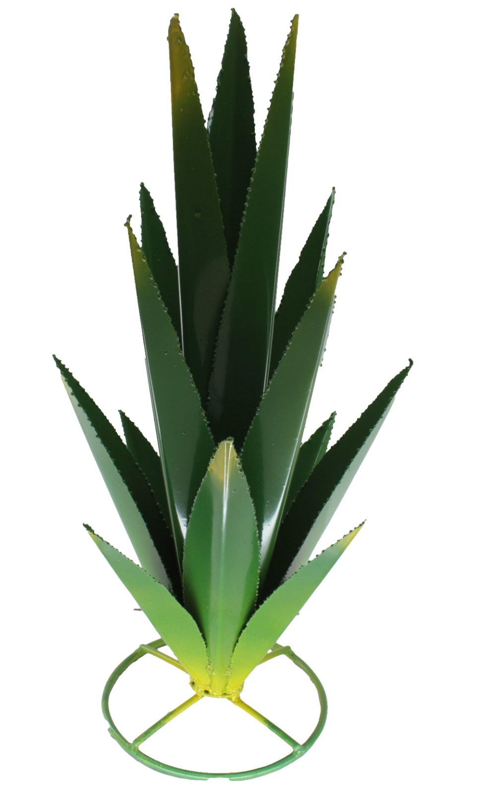 Metal Agave Plant - Green with Yellow Tips Yard Art