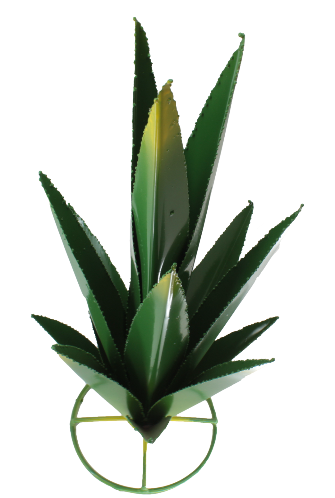 Metal Agave Plant - Green with Yellow Tips Yard Art