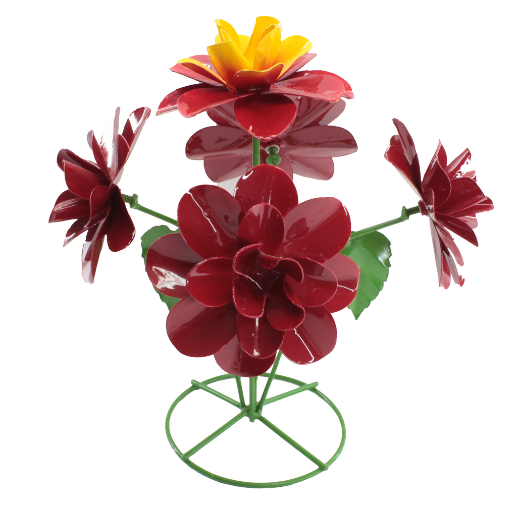 Metal Flower Red/Yellow Top - Yard Art