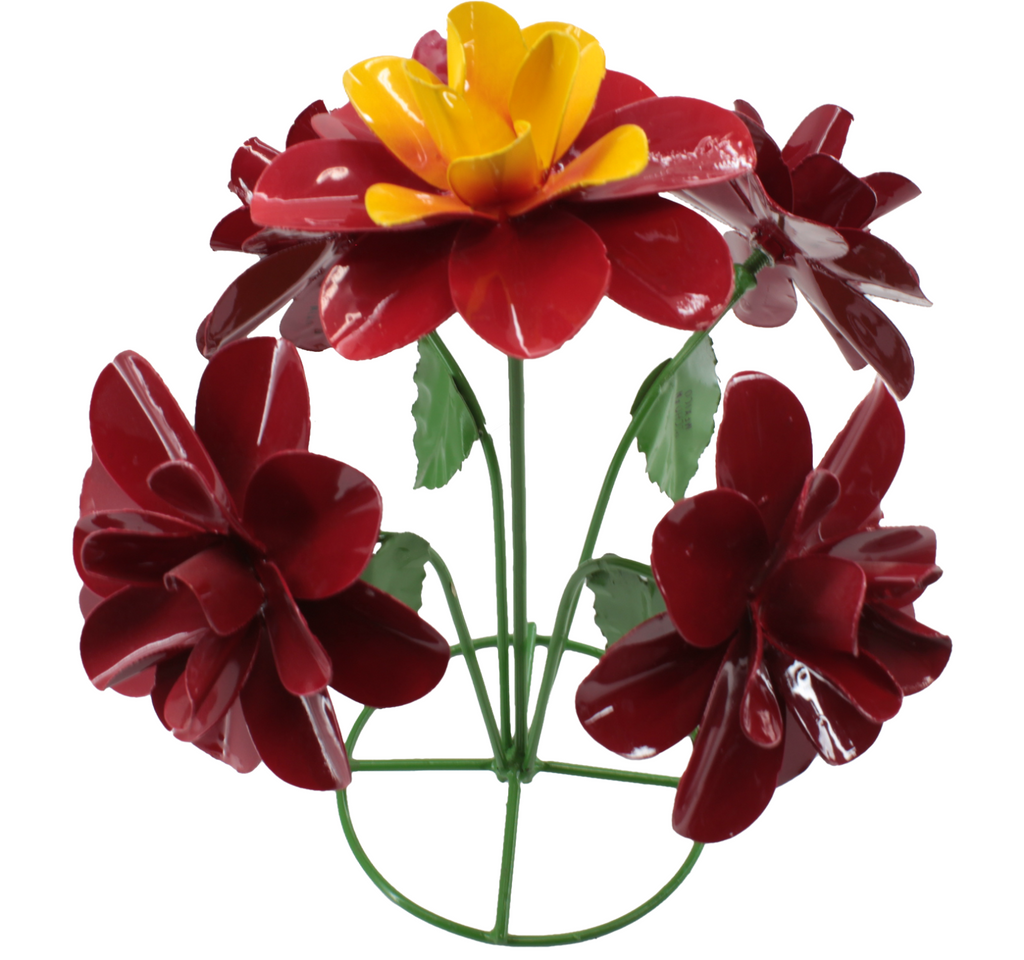 Metal Flower Red/Yellow Top - Yard Art