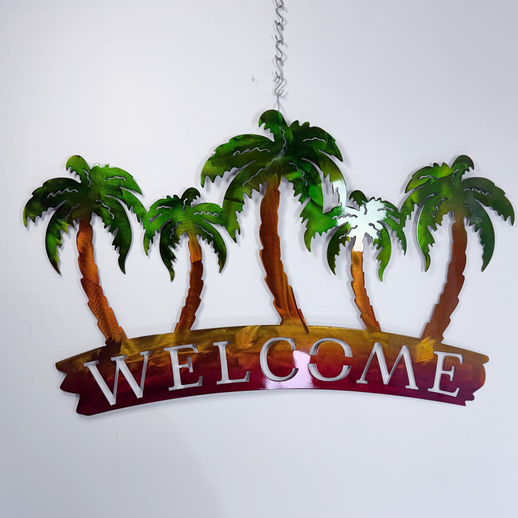 Metal Plasma Welcome Palm Trees - Wall Art
