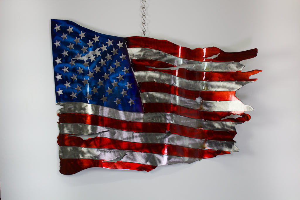 Plasma American Flag Battle Damaged Wall Art