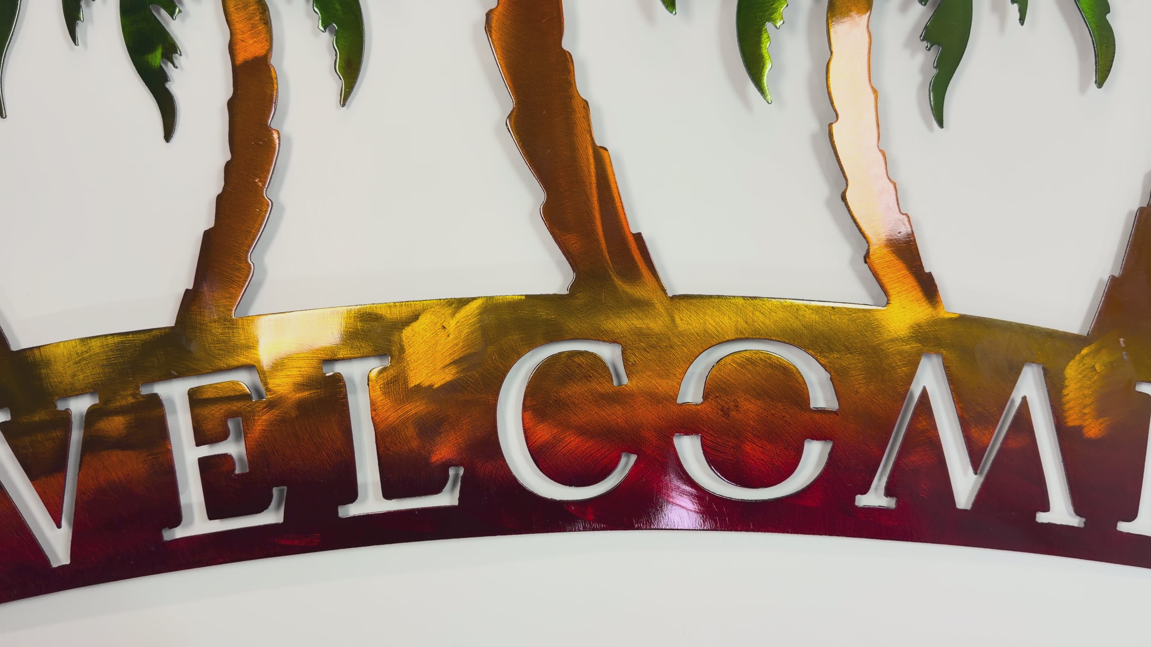 Metal Plasma Welcome Palm Trees - Wall Art